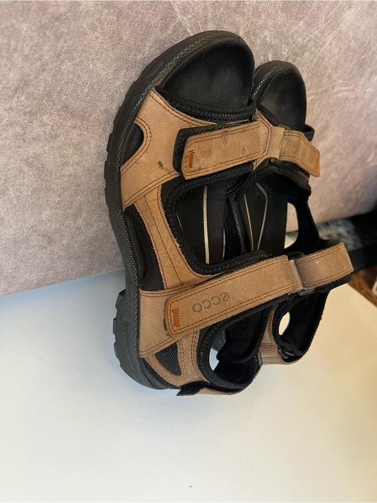 Ecco Tan and Black Adjustable Leather Sport Sandals main image 5